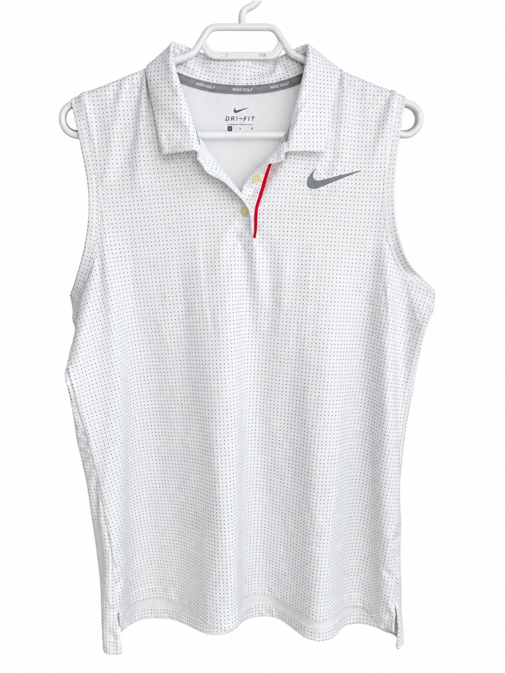 Nike Golf Dri-FIT Sleeveless Polo White Grey Polka Dot Women’s Large